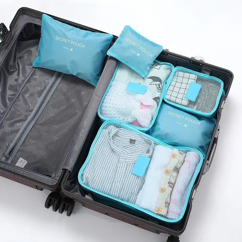 Storazone 6 Pcs Travel Clothes Storage Waterproof Bags Portable Luggage Organizer Pouch Packing Cube 6 Colors Local Stock Hot Selling
