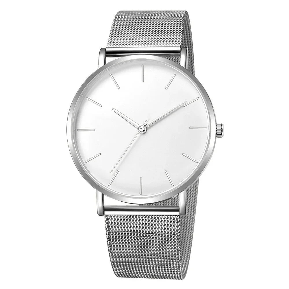 Storazone 6-Silver-White Leisure Simple Women Watch 2024 Vintage Mesh Belt Ultra-thin Fashion Relojes Para Mujer Luxury Man Wrist Watches