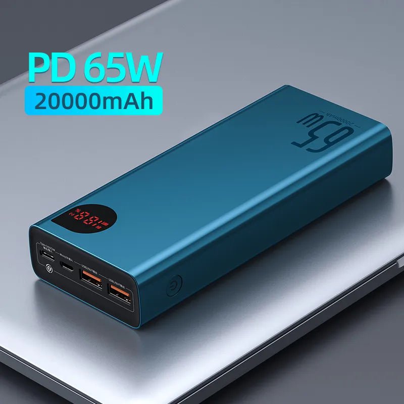 Storazone 65W Powerbank Blue / 20000mah / CHINA Baseus 65W Power Bank 20000mAh Portable Charging Powerbank Mobile Phone External Battery PD QC 3.0 Charger 22.5W Poverbank 20000