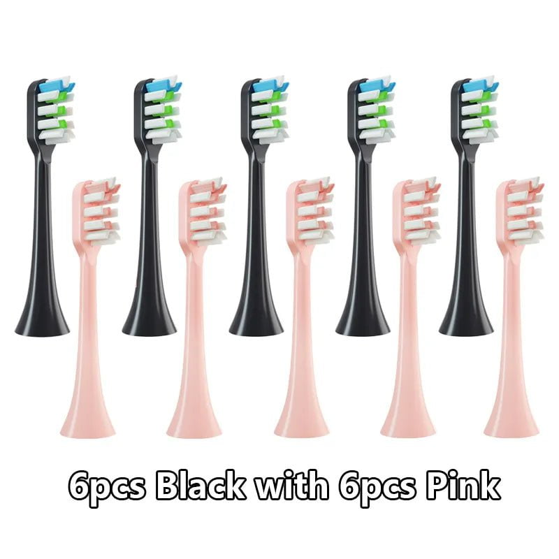 Storazone 6Black with 6Pink 12pcs for SOOCAS X3/X3U/X5 Replacement Toothbrush Heads Clean Tooth Brush Heads Sonic Electric Toothbrush Soft Bristle Nozzles