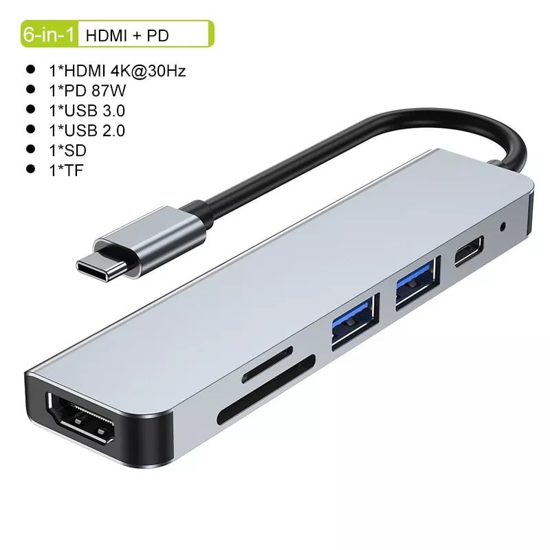 Storazone 6in1 HDMI PD USB C HUB Type C Splitter Thunderbolt 3 Docking Station Laptop Adapter With For Macbook Air M1 iPad Pro RJ45 HDMI
