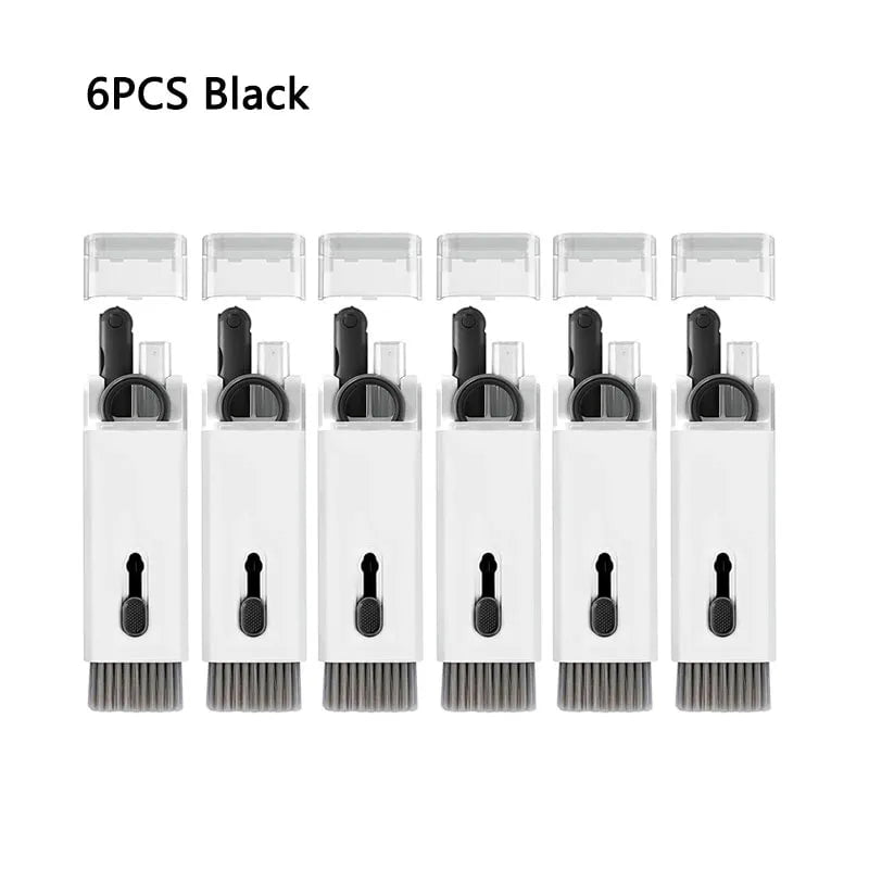 Storazone 6PCS Black 7-in-1 Cleaning Kit Computer Keyboard Cleaner Brush Earphones Cleaning Pen For Headset Phone Cleaning Tools Keycap Puller Set