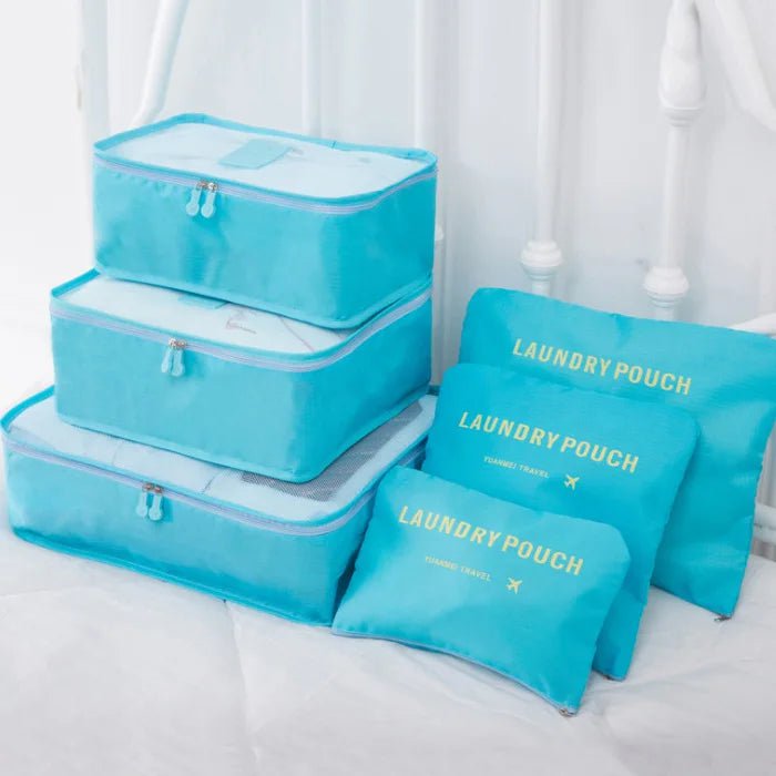 Storazone 6Pcs Lightblue 6/8 Pcs Set Travel Organizer Storage Bags Suitcase Packing Set Storage Cases Portable Luggage Organizer Clothes Shoe Tidy Pouch