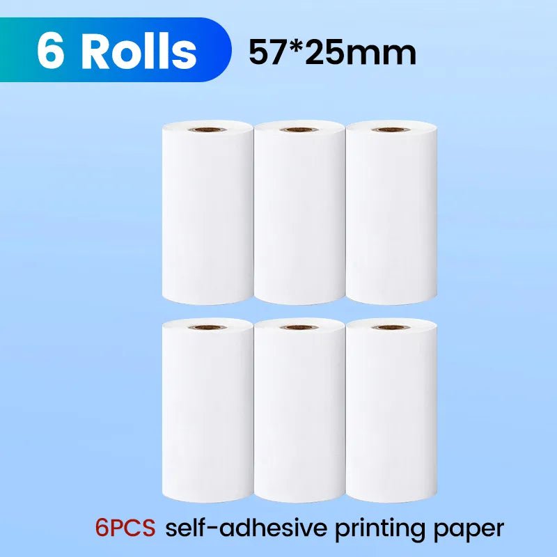 Storazone 6pcs Self-adhesive Mini Printer Paper Self-adhesive Thermal Papers HD Color Label Printers Wireless Bluetooth Photo Inkless Printing Universal 57mm