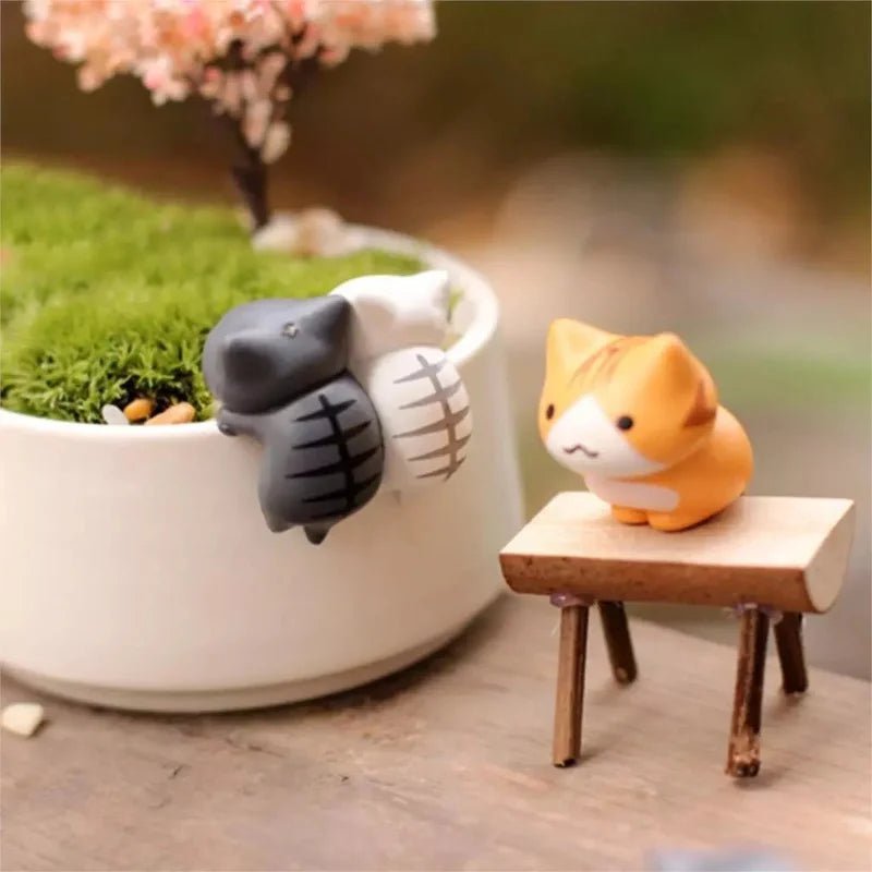 Storazone 6Pcs/Set Cartoon Lucky Cat  Home Garden Bonsai Decorations Miniatures Gift Lovely Micro Landscape Kitten Miniature Craft