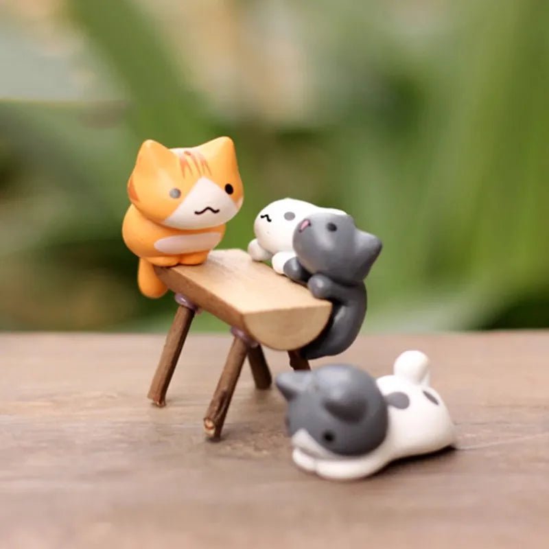 Storazone 6Pcs/Set Cartoon Lucky Cat  Home Garden Bonsai Decorations Miniatures Gift Lovely Micro Landscape Kitten Miniature Craft