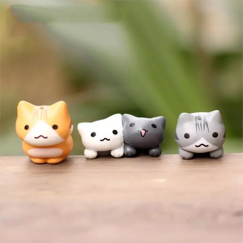 Storazone 6Pcs/Set Cartoon Lucky Cat  Home Garden Bonsai Decorations Miniatures Gift Lovely Micro Landscape Kitten Miniature Craft