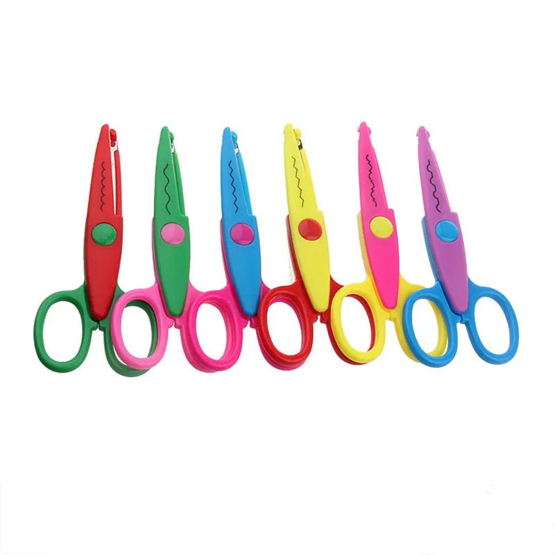 Storazone 6Pcs/Set Children Kids Paper Craft Scissors 6 Cutting Patterns Curved Edges DIY Decorative Scissor For Scrapbook Album Photos