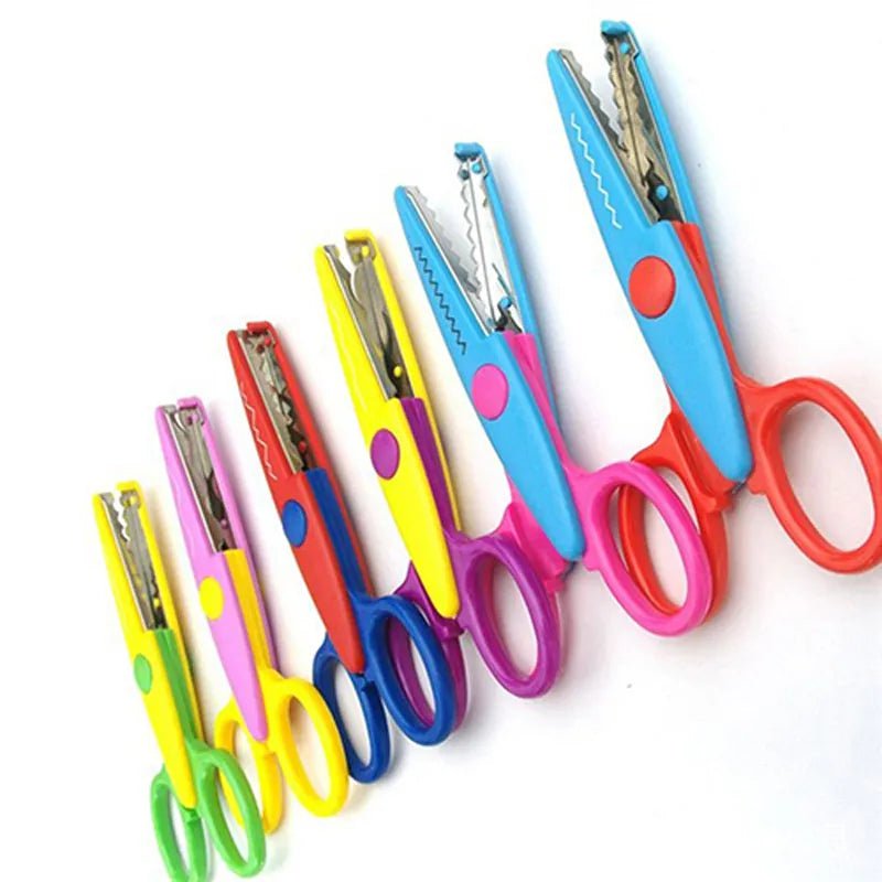 Storazone 6Pcs/Set Children Kids Paper Craft Scissors 6 Cutting Patterns Curved Edges DIY Decorative Scissor For Scrapbook Album Photos