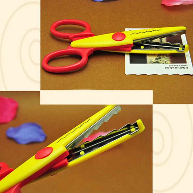 Storazone 6Pcs/Set Children Kids Paper Craft Scissors 6 Cutting Patterns Curved Edges DIY Decorative Scissor For Scrapbook Album Photos