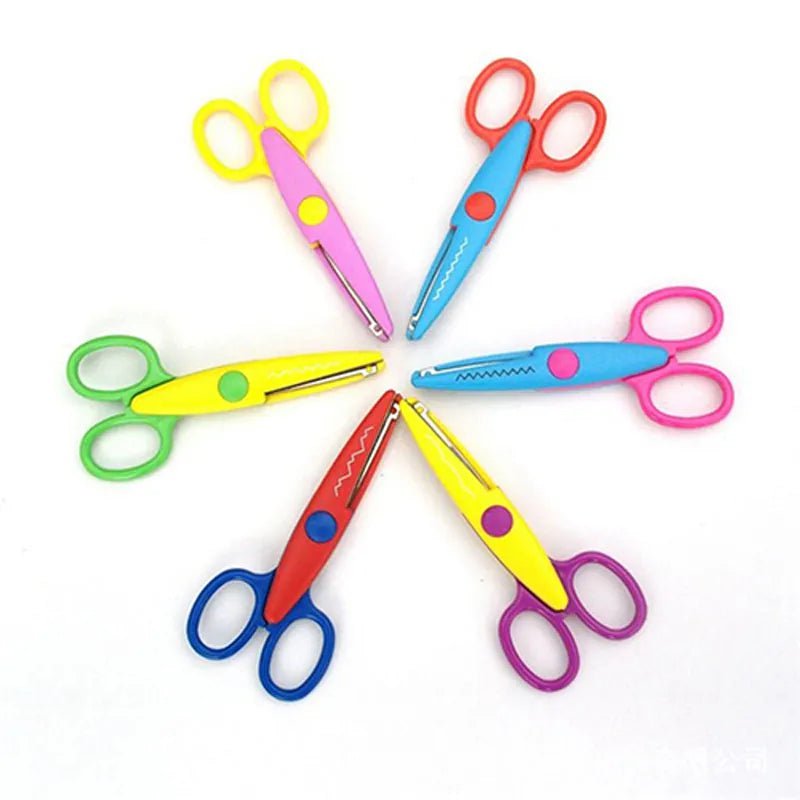 Storazone 6Pcs/Set Children Kids Paper Craft Scissors 6 Cutting Patterns Curved Edges DIY Decorative Scissor For Scrapbook Album Photos