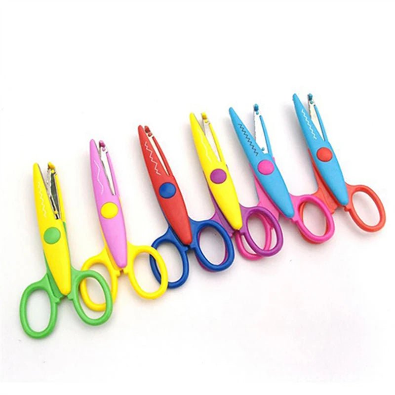 Storazone 6Pcs/Set Children Kids Paper Craft Scissors 6 Cutting Patterns Curved Edges DIY Decorative Scissor For Scrapbook Album Photos