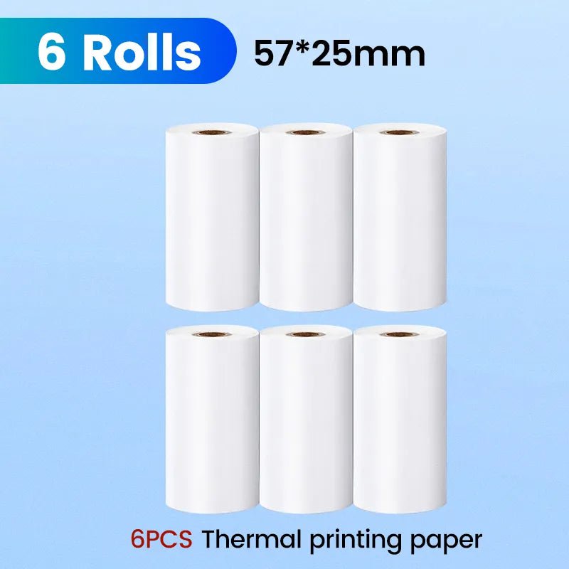 Storazone 6pcs Thermal Paper Mini Printer Paper Self-adhesive Thermal Papers HD Color Label Printers Wireless Bluetooth Photo Inkless Printing Universal 57mm