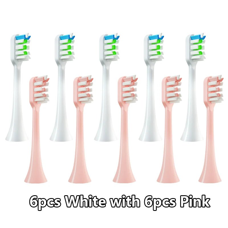 Storazone 6White with 6Pink 12pcs for SOOCAS X3/X3U/X5 Replacement Toothbrush Heads Clean Tooth Brush Heads Sonic Electric Toothbrush Soft Bristle Nozzles