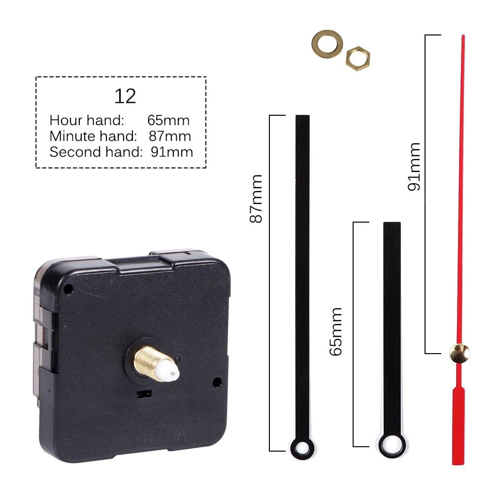 Storazone 7-18.5mm Clock Mechanism Silent Quartz Movement Machine Wall Hands Pointer Set Clockwork Table Long Shaft DIY Watches Repair Parts