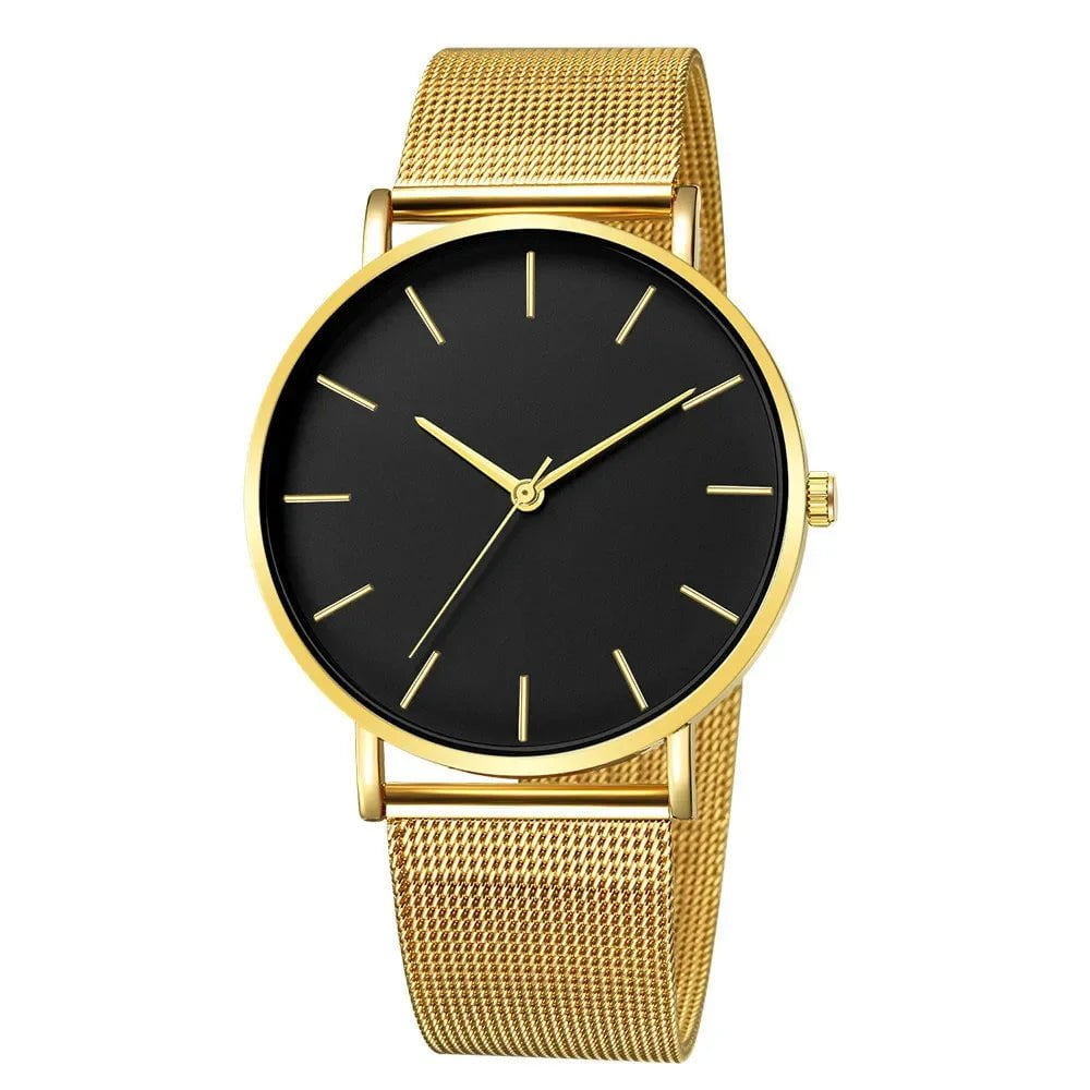 Storazone 7-Gold Leisure Simple Women Watch 2024 Vintage Mesh Belt Ultra-thin Fashion Relojes Para Mujer Luxury Man Wrist Watches