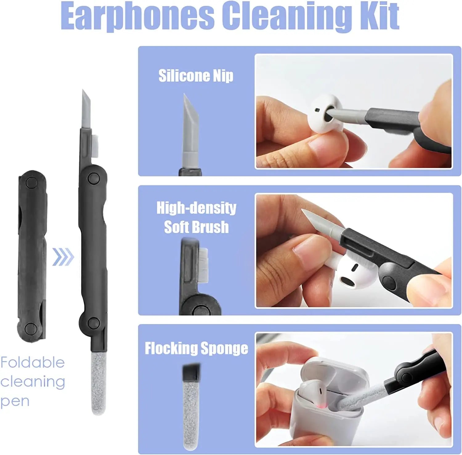 Storazone 7-in-1 Cleaning Kit Computer Keyboard Cleaner Brush Earphones Cleaning Pen For Headset Phone Cleaning Tools Keycap Puller Set