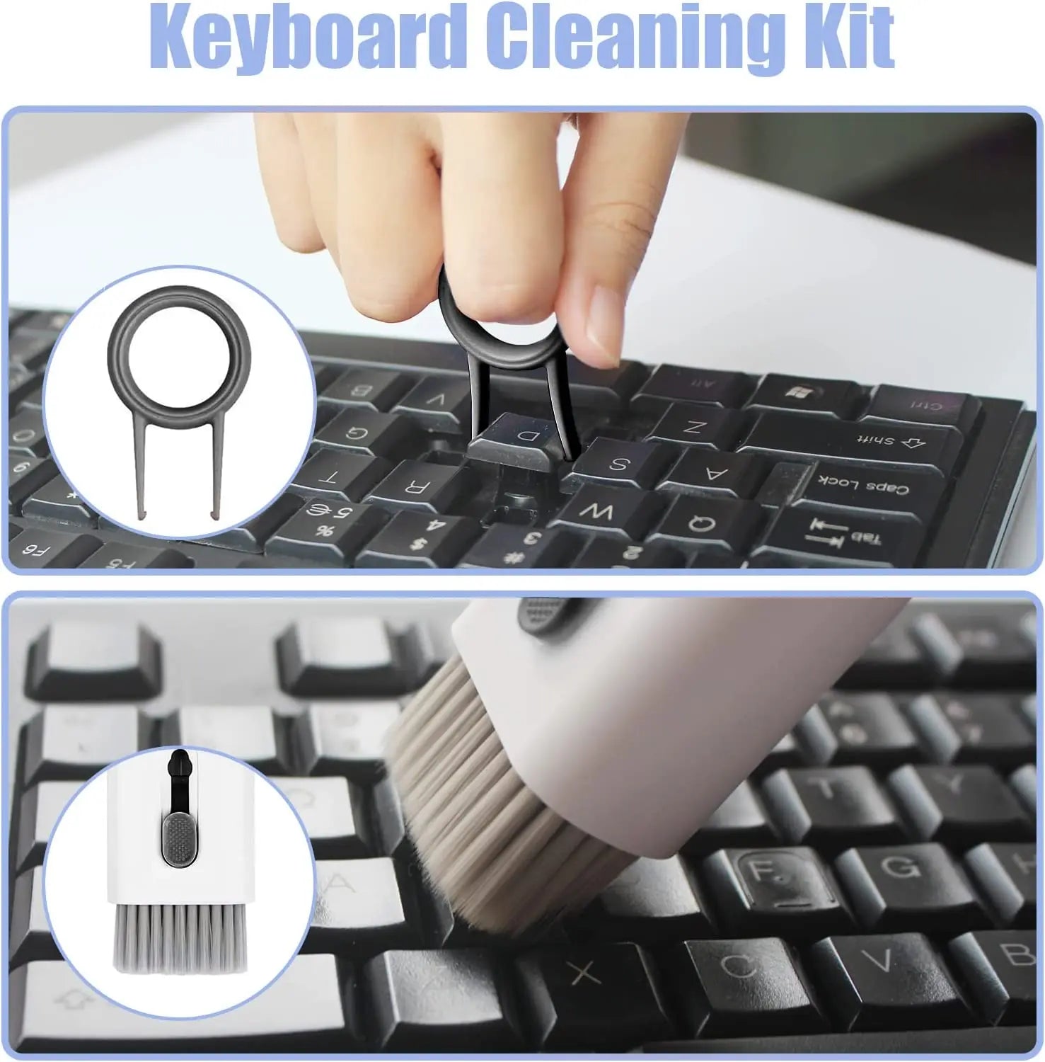 Storazone 7-in-1 Cleaning Kit Computer Keyboard Cleaner Brush Earphones Cleaning Pen For Headset Phone Cleaning Tools Keycap Puller Set