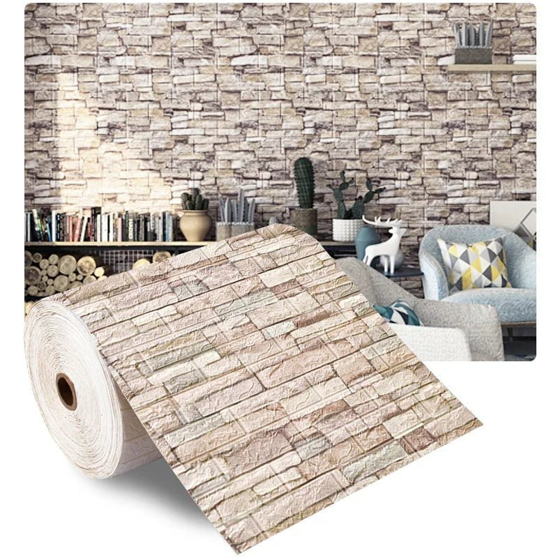 Storazone 70cmx1/5/10m 3D Wallpaper Decoration Self-adhesive Antique Foam Brick Wallpaper Living Room Bedroom Waterproof 3d Wall Sticker