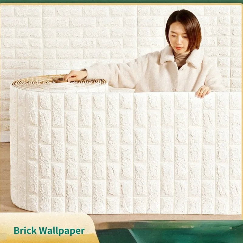 Storazone 70cmx1/5/10m 3D Wallpaper Decoration Self-adhesive Antique Foam Brick Wallpaper Living Room Bedroom Waterproof 3d Wall Sticker