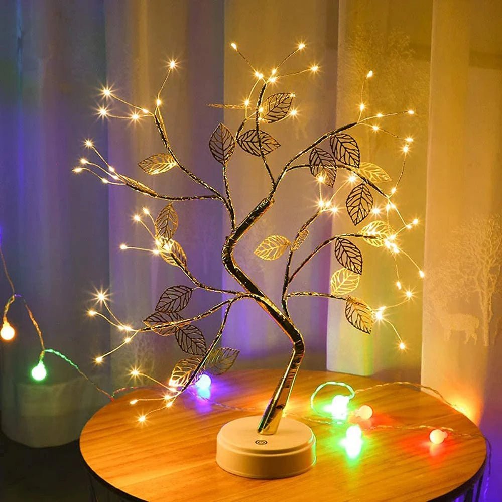 Storazone 72 Leds Warm White Battery/USB Table Lamp 36/60/72/108 Leds Tree Night Light Touch Copper Wire Lamp Home Party Wedding Indoor Christmas Decoration