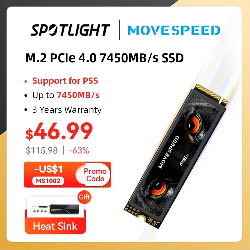 Storazone 7500Mbps 4TB / spain MOVESPEED 7450MB/s SSD NVMe M.2 2280 4TB 2TB 1TB Internal Solid State Hard Disk M2 PCIe 4.0x4 2280 SSD Drive for PS5 Laptop PC