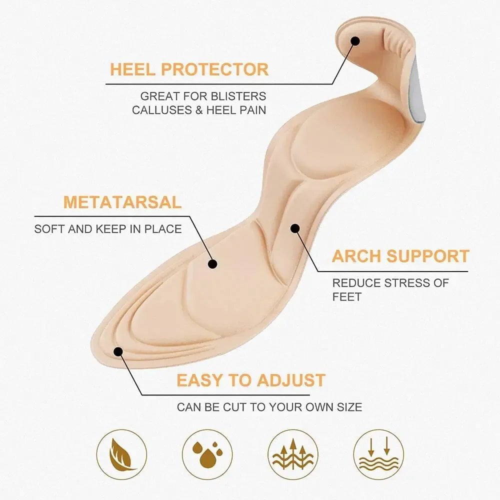 Storazone 7D Soft Memory Foam Insole Pad Inserts Heel Post Back Breathable Anti-slip for Women High Heel Shoe Shoe Arch Support Insoles