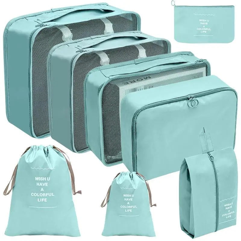 Storazone 7pcs mint 7/8/9/10 Pcs Set Travel Organizer Storage Bags Suitcase Packing Cubes Set Cases Portable Luggage Clothes Shoe Tidy Pouch Folding