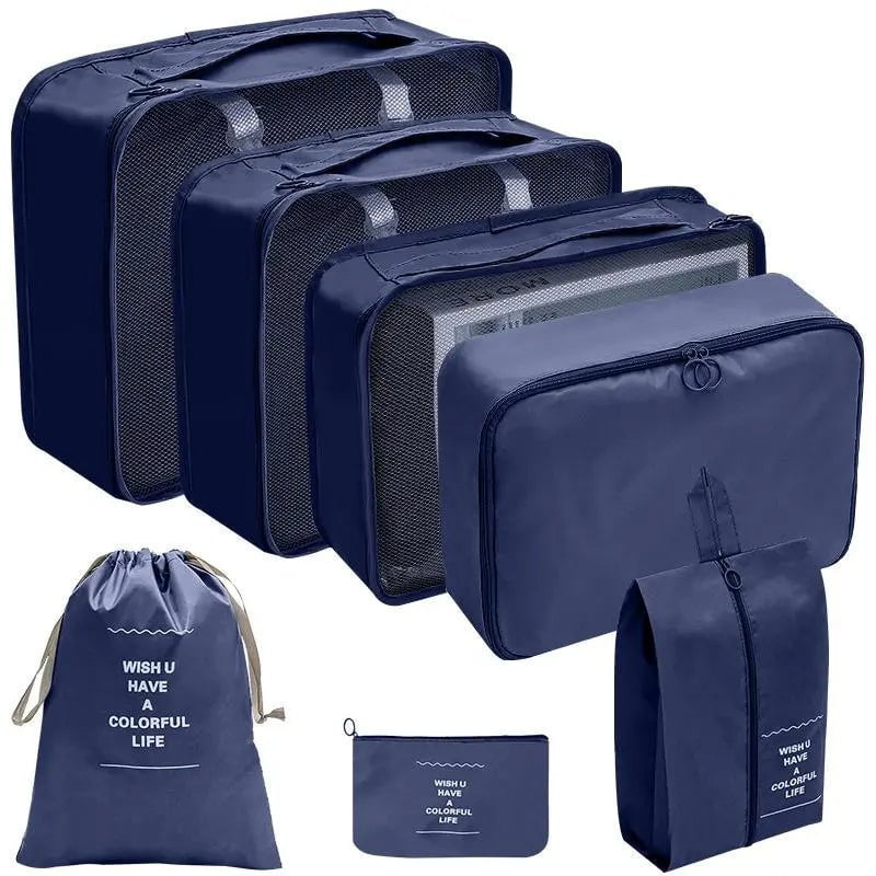 Storazone 7pcs navy 7/8/9/10 Pcs Set Travel Organizer Storage Bags Suitcase Packing Cubes Set Cases Portable Luggage Clothes Shoe Tidy Pouch Folding