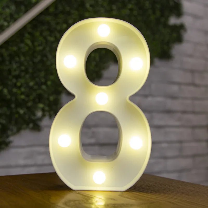 Storazone 8 / 22cm Luxury Alphabet Letter LED Lights Luminous Number Lamp  Battery Night Light for Home Wedding Birthday Christmas Party Decoration