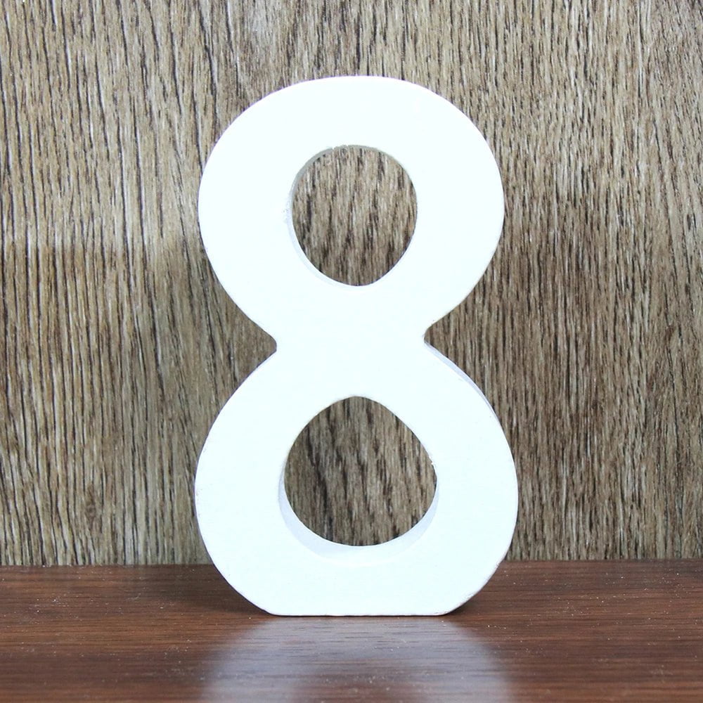 Storazone 8 / 8cm 8 CM Letras Decorativas Grandes White Wooden Letters Home Decor Wedding Decoration DIY Personalised Name Design Free Standing