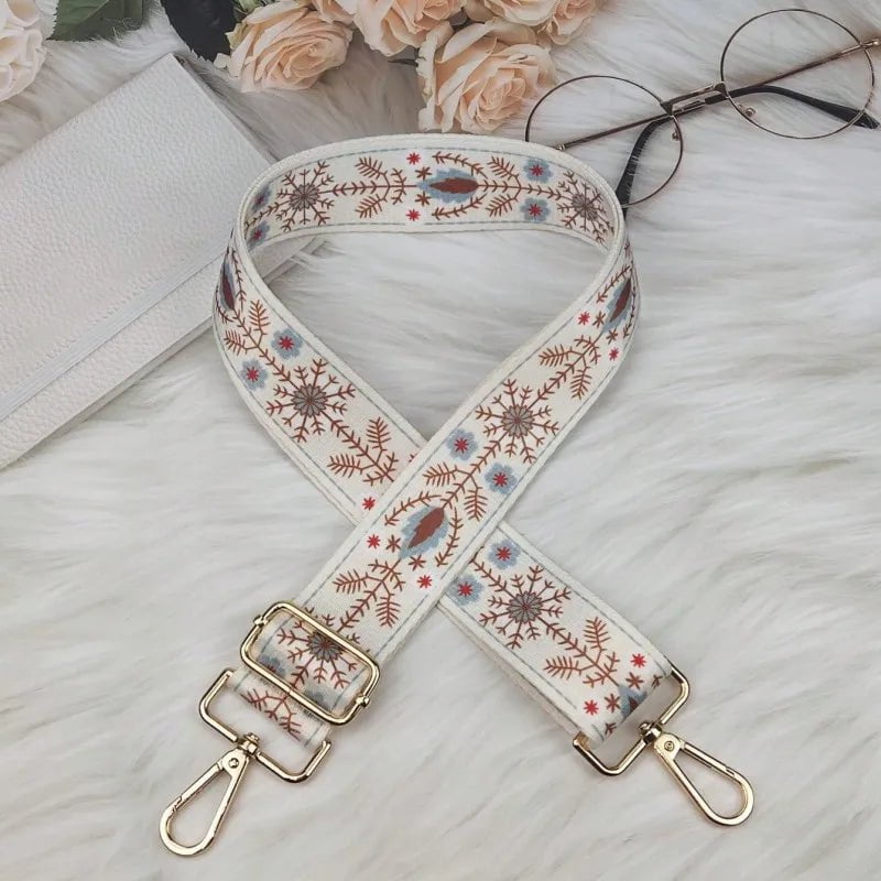 Storazone 8 / Gold buckle Women Colorful Fabric Shoulder Strap Lady Bag Accessories Adjustable Removable Wide Shoulder Crossbody Messenger Nylon Bag Strap