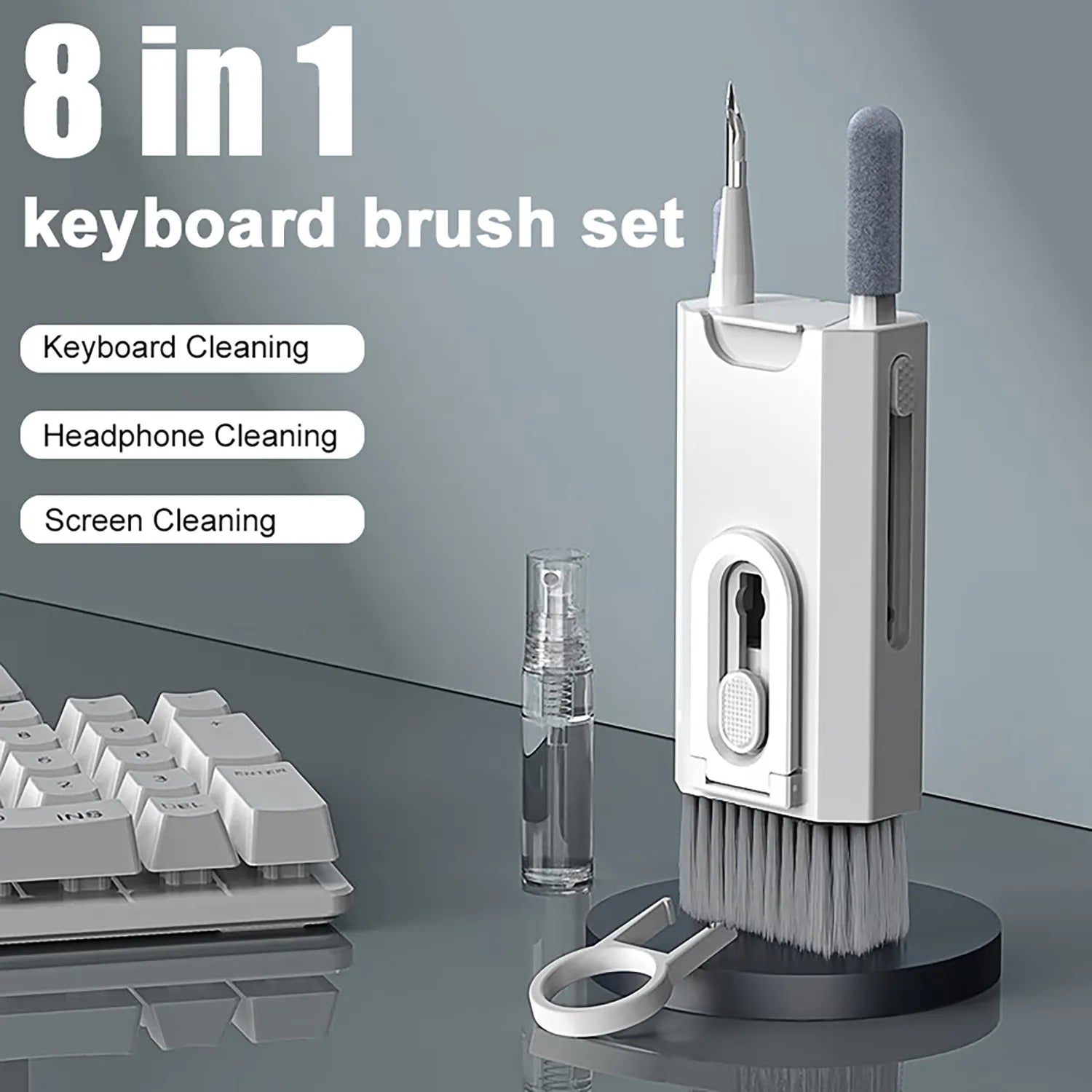 Storazone 8 in 1 Cleaning Kit Computer Keyboard Cleaner Brush Earphones Cleaning Pen For  Headset IPad Phone Cleaning Tools Keycap Puller