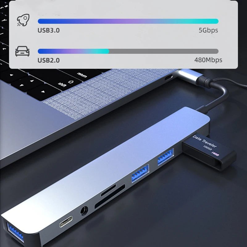 Storazone 8-IN-2 USB HUB 3.0 USB C HUB Dock Station 5Gbps High Speed Transmission USB Splitter Type C to USB OTG Adapter For Macbook Pro