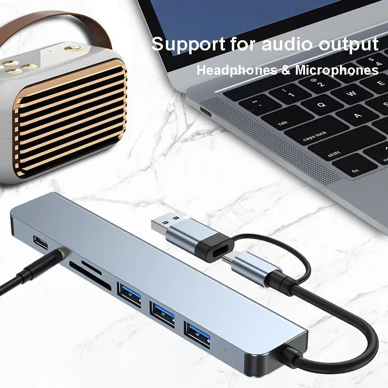 Storazone 8-IN-2 USB HUB 3.0 USB C HUB Dock Station 5Gbps High Speed Transmission USB Splitter Type C to USB OTG Adapter For Macbook Pro