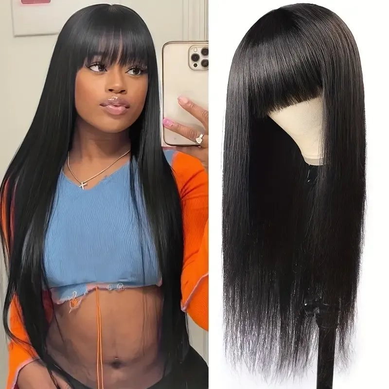 Storazone 8 inch Bob wig / 180% Silky Straight Human Hair Wigs With Bang Full Machine Made Wigs 8-30inch Natural Color Glueless Peruvian Remy Human Hair Wigs