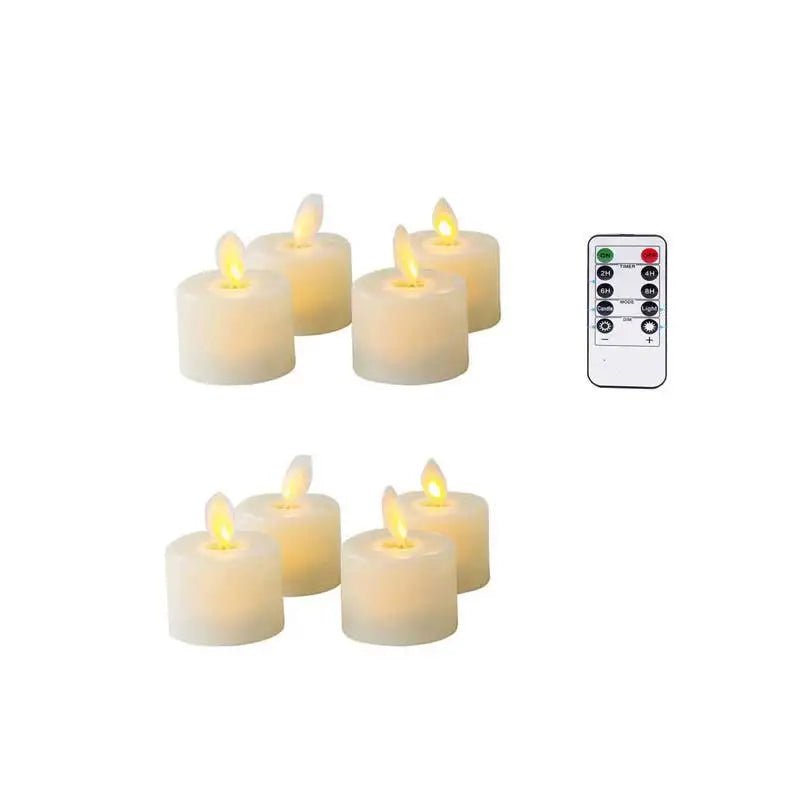 Storazone 8 pieces 4 or 6 Flameless Moving Wick Candles With Remote Control Realistic Christmas Church Wedding Fake Electronic Candle LED Wedding