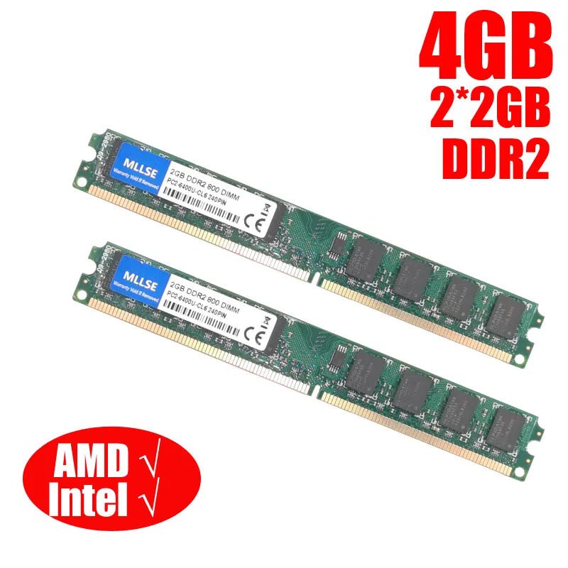 Storazone 800mhz 4GB 2pcsX2GB MLLSE DIMM DDR2 800Mhz/667Mhz 4GB(2GB*2Pieces) PC2-6400/PC2-5300 memory for Desktop RAM,good quality and High Compatible!