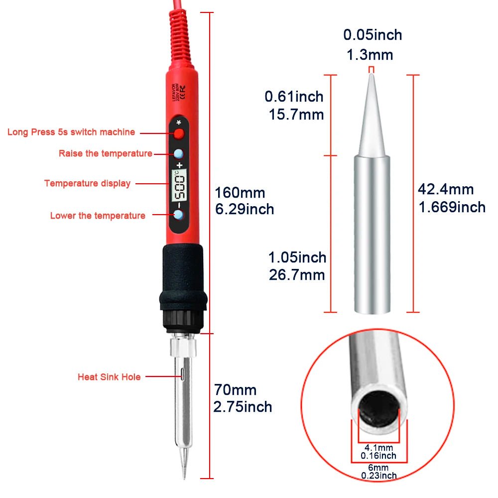 Storazone 80W Soldering iron kit adjustable temperature LCD solder welding tools Ceramic heater soldering tips Tweezers soldering wire