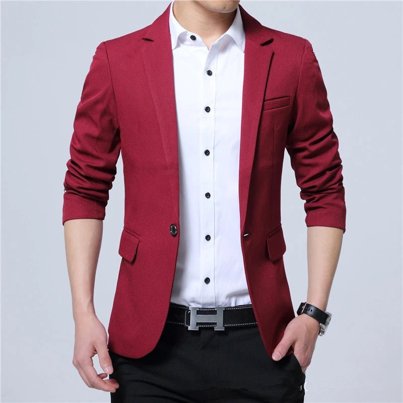 Storazone 8502 red / 6XL 2021 Spring Autumn New Men Blazer Fashion Slim casual blazer for Men Brand Mens suit Designer jacket outerwear men 3 colors