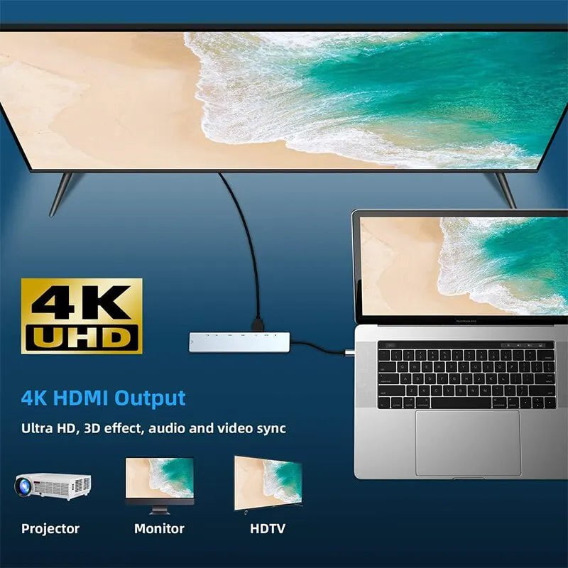 Storazone 8in1 Hub 8in1 USB C HUB Type C Splitter 4K Thunderbolt 3 Docking Station Laptop Adapter For Macbook Air M1 iPad Pro RJ45 HDMI Computer