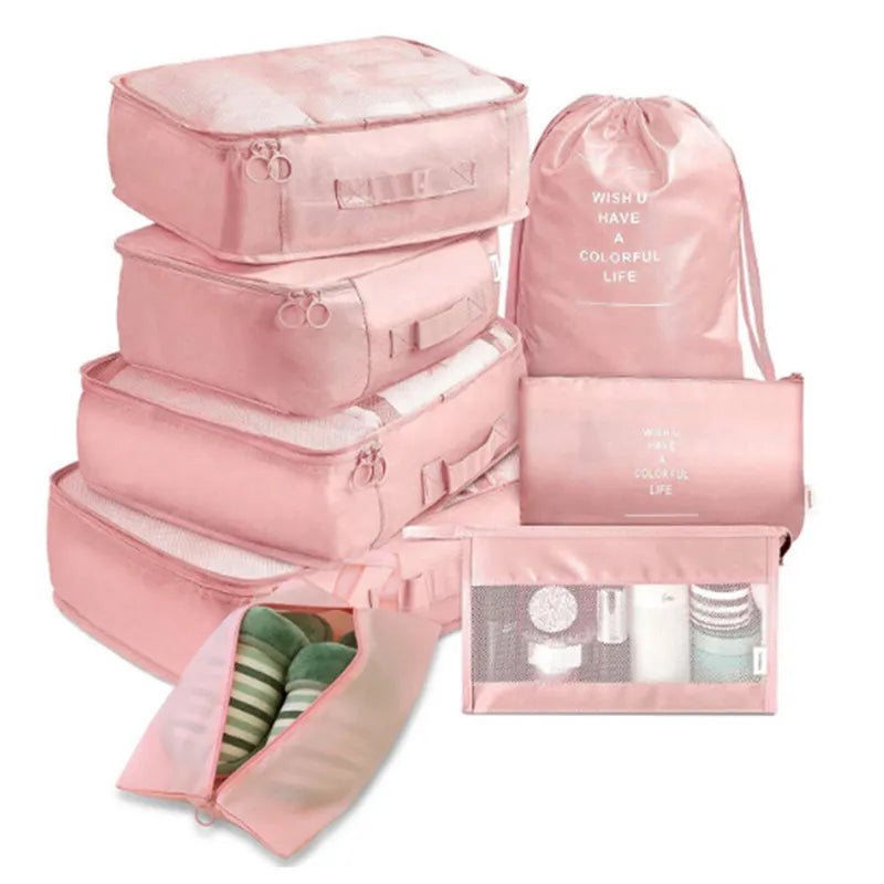 Storazone 8Pcs Pink 6/8 Pcs Set Travel Organizer Storage Bags Suitcase Packing Set Storage Cases Portable Luggage Organizer Clothes Shoe Tidy Pouch