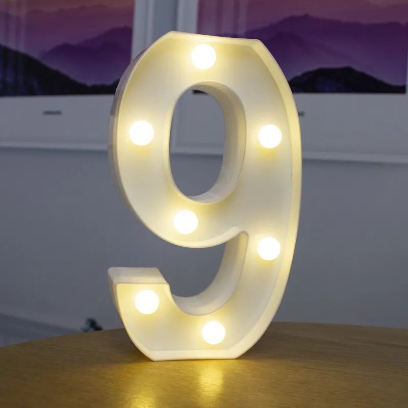 Storazone 9 / 22cm Luxury Alphabet Letter LED Lights Luminous Number Lamp  Battery Night Light for Home Wedding Birthday Christmas Party Decoration