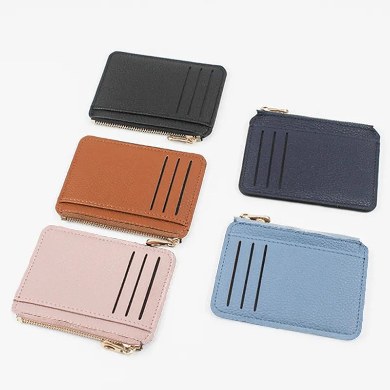 Storazone 9 Card Slots Ultra-thin Zipper Credit Card Holder 100% Leather Men's Wallet Slim Simplicity Coin Purse Wallet Cardholder Bags