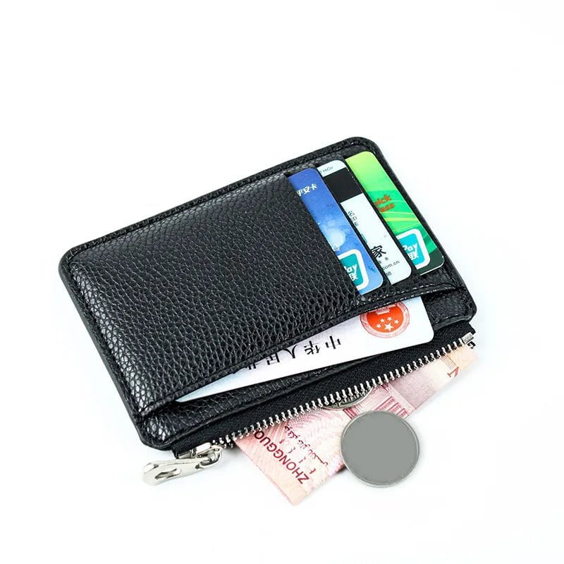 Storazone 9 Card Slots Ultra-thin Zipper Credit Card Holder 100% Leather Men's Wallet Slim Simplicity Coin Purse Wallet Cardholder Bags