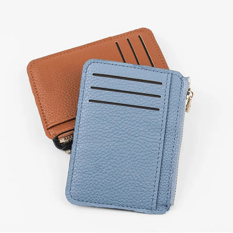 Storazone 9 Card Slots Ultra-thin Zipper Credit Card Holder 100% Leather Men's Wallet Slim Simplicity Coin Purse Wallet Cardholder Bags