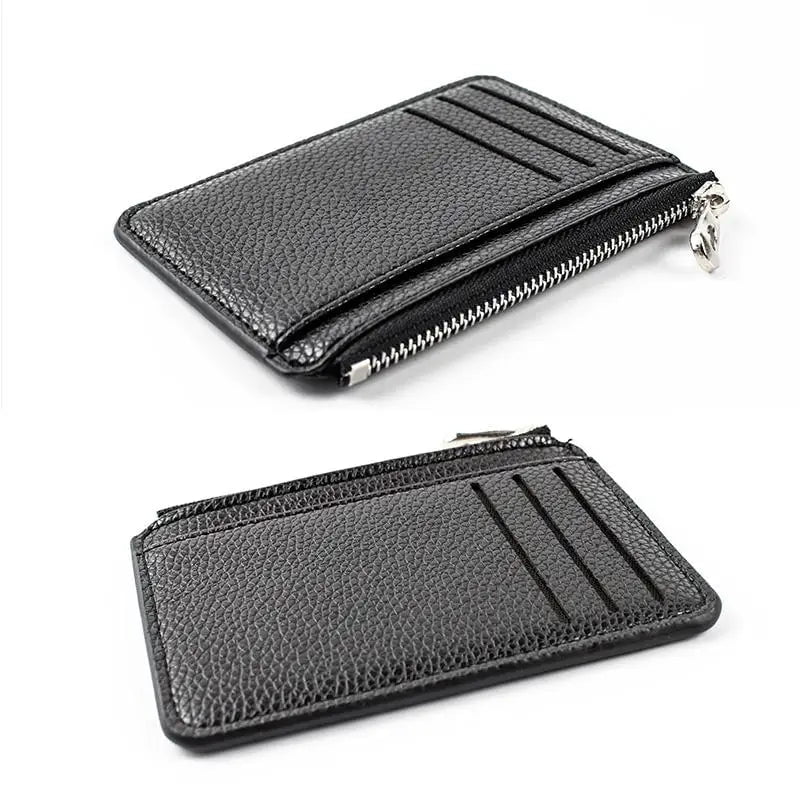 Storazone 9 Card Slots Ultra-thin Zipper Credit Card Holder 100% Leather Men's Wallet Slim Simplicity Coin Purse Wallet Cardholder Bags