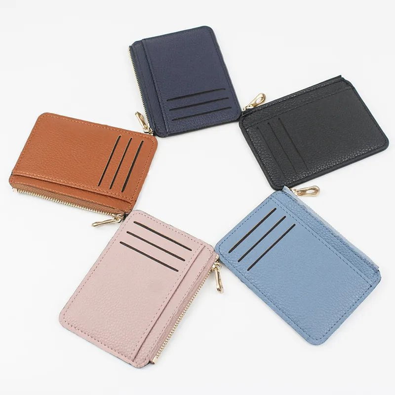 Storazone 9 Card Slots Ultra-thin Zipper Credit Card Holder 100% Leather Men's Wallet Slim Simplicity Coin Purse Wallet Cardholder Bags