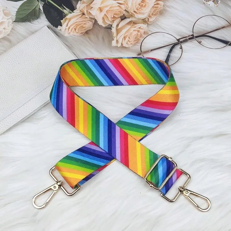 Storazone 9 / Gold buckle Women Colorful Fabric Shoulder Strap Lady Bag Accessories Adjustable Removable Wide Shoulder Crossbody Messenger Nylon Bag Strap