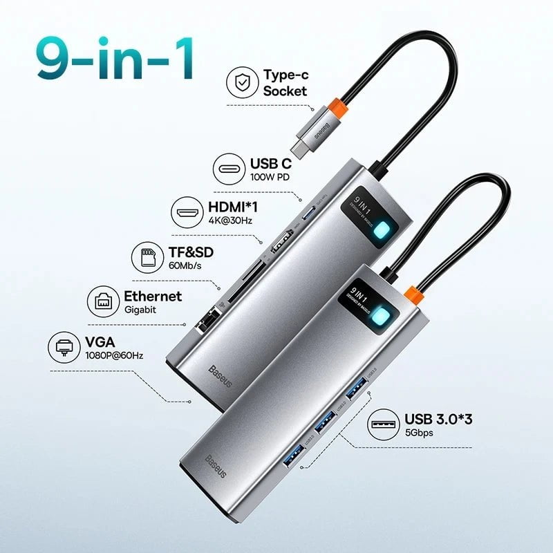 Storazone 9 in 1 30Hz USB 3.0 / Russian Federation Baseus 10Gbps USB C Hub Type C to HDMI-compatible USB Adapter Ethernet Port Docking Station for MacBook  Air M1 M2 USB Splitter
